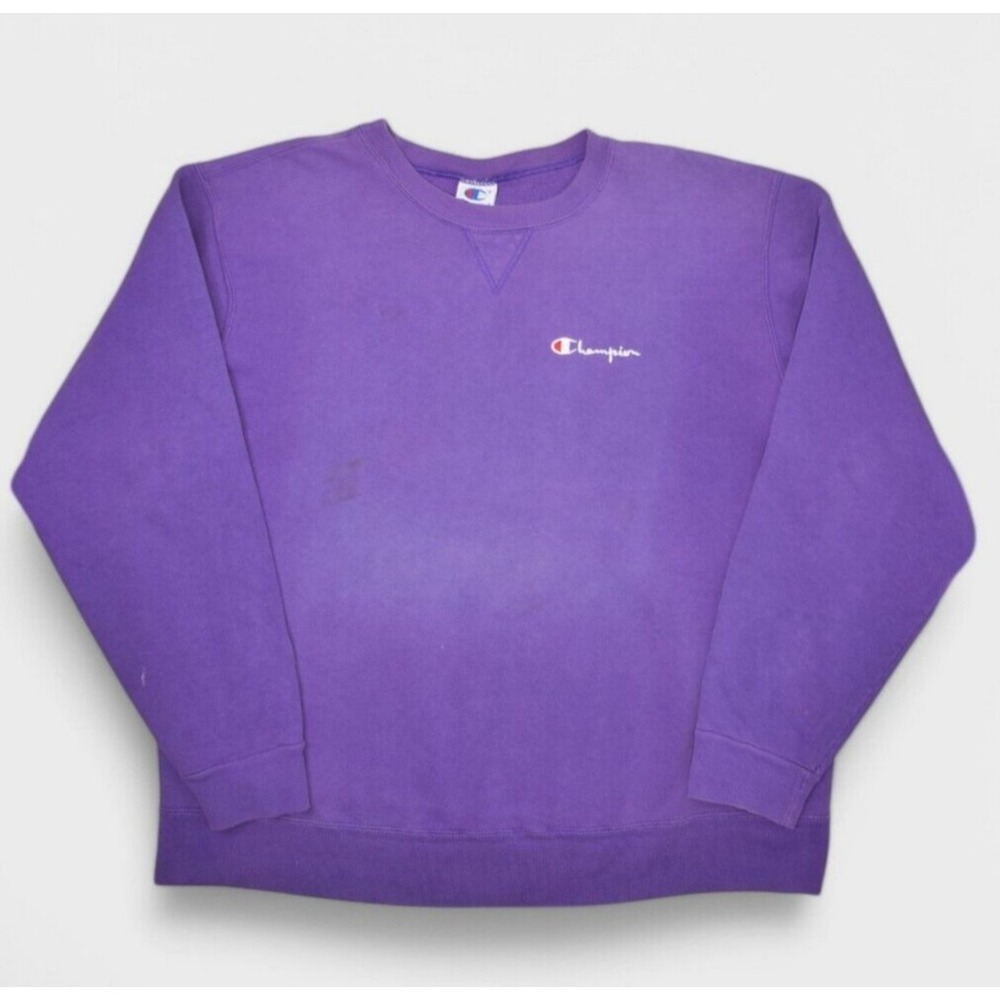 Vintage Champion Sweatshirt Mens 2XL Purple Crewneck Heavyweight Cotton USA Made